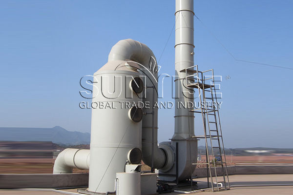 Water spray tower for aluminum recycling machine.