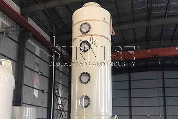Water spray tower for car battery recycling.